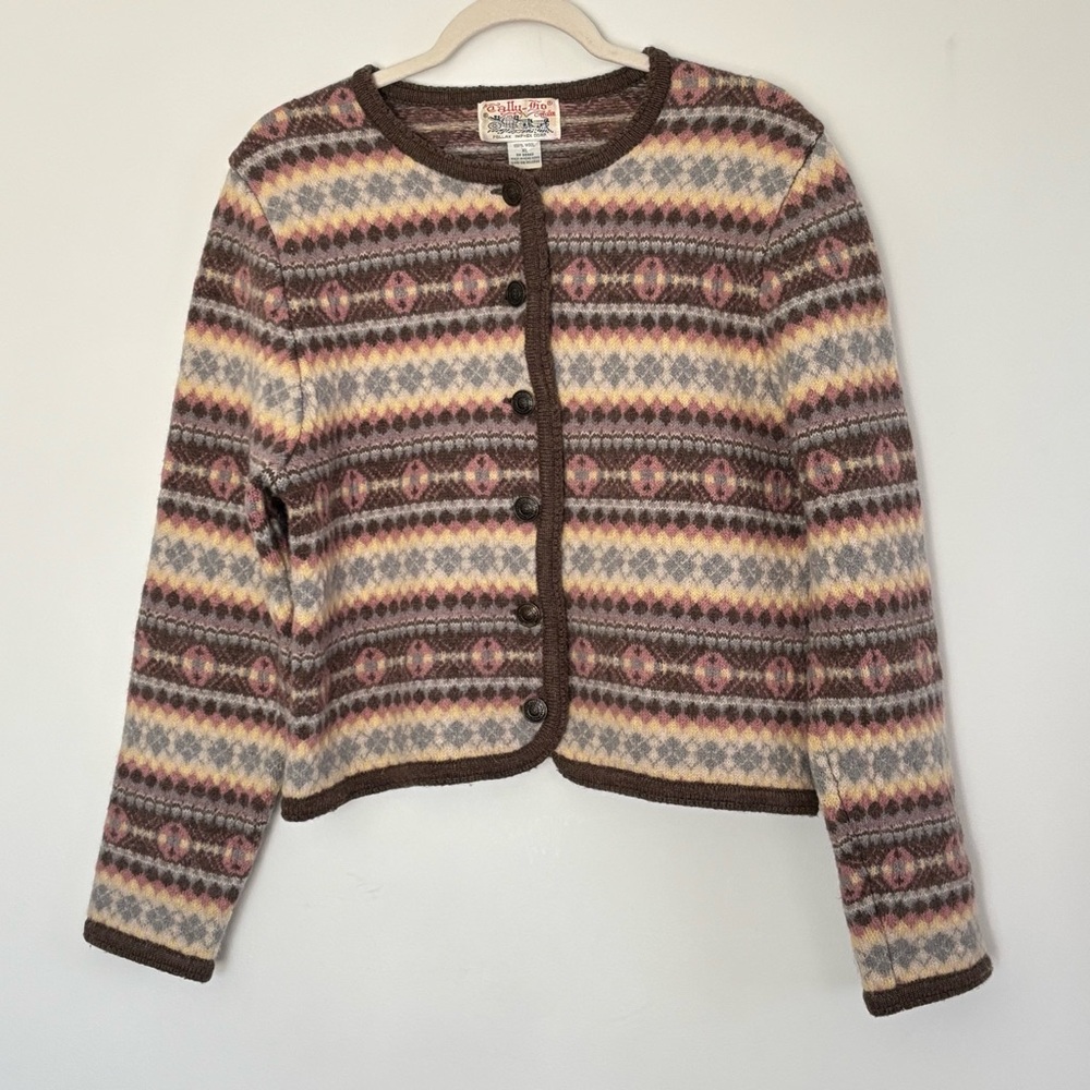 Vintage Tally Ho Women’s 100% Wool Nordic Cardigan Size XL D93